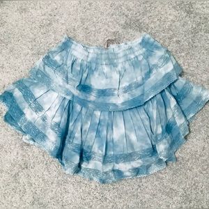 Brand new Loveshackfancy ruffle mini skirt pacific indigo hand dye xs